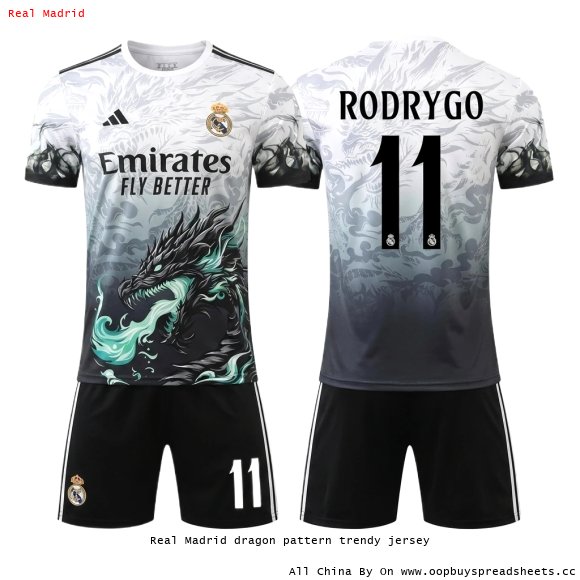 Real Madrid dragon pattern trendy jersey