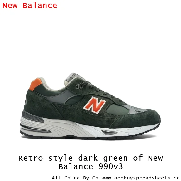 Retro style dark green of New Balance 990v3