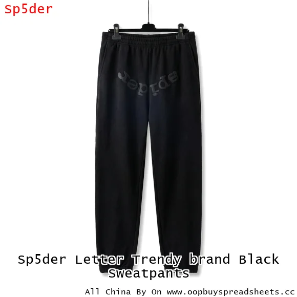 Sp5der Letter Trendy brand Black Sweatpants