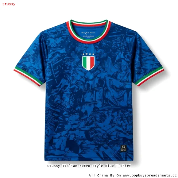 Stussy Italian retro style blue T-shirt