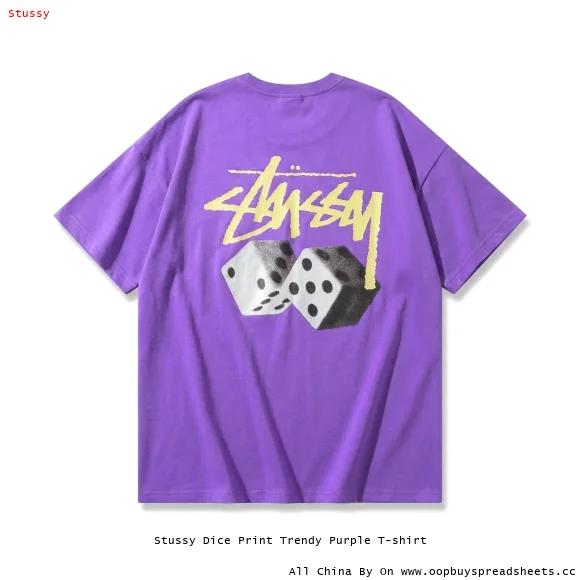 Stussy Dice Print Trendy Purple T-shirt