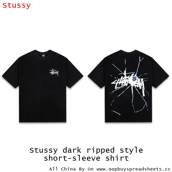 Stussy dark ripped style short-sleeve shirt