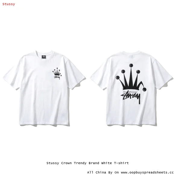 Stussy Crown Trendy Brand White T-shirt