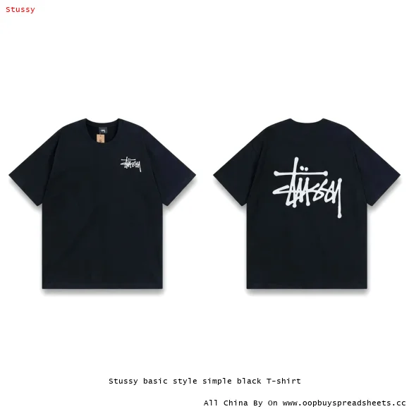 Stussy basic style simple black T-shirt