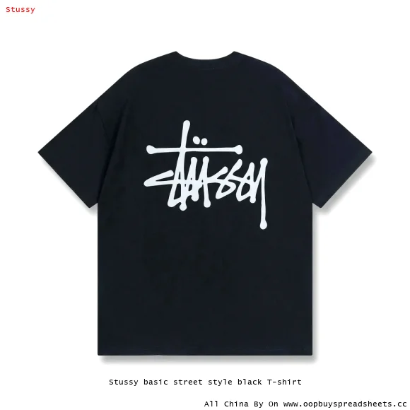 Stussy basic street style black T-shirt