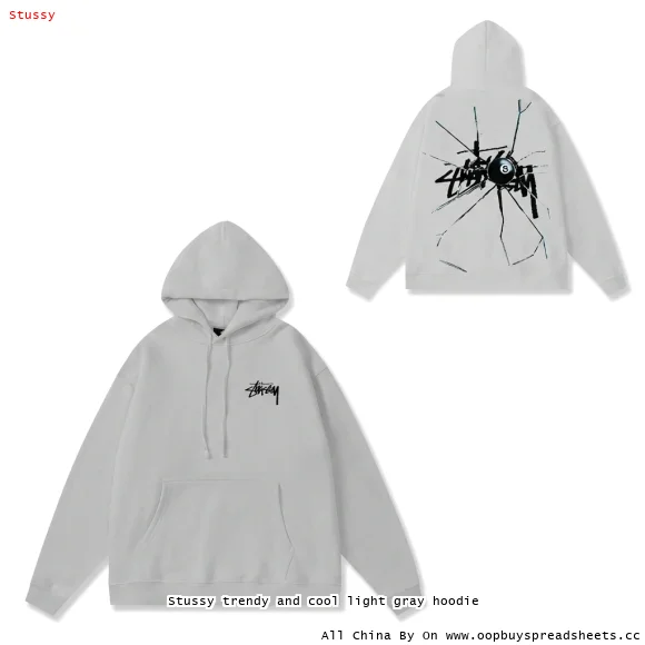 Stussy trendy and cool light gray hoodie