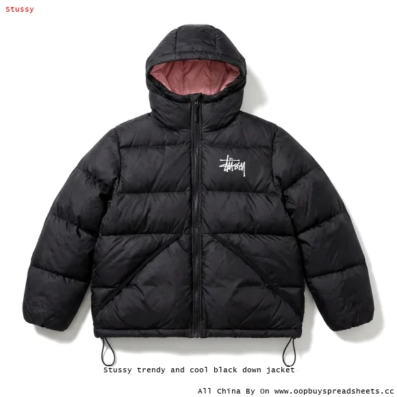 Stussy trendy and cool black down jacket