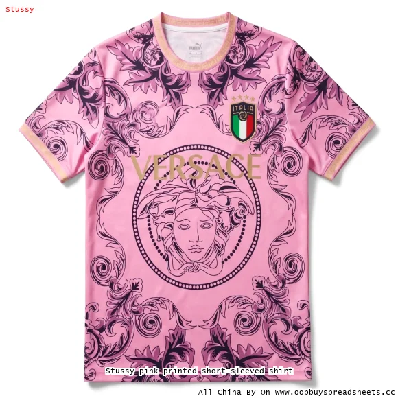 Stussy pink printed short-sleeved shirt