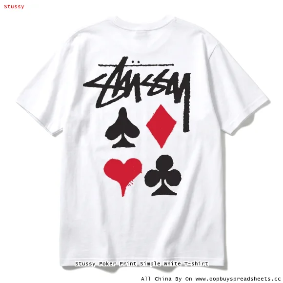 Stussy Poker Print Simple White T-shirt