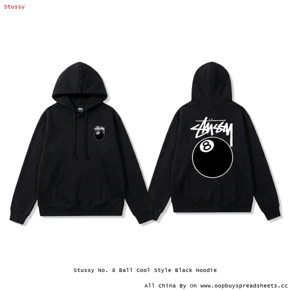 Stussy No. 8 Ball Cool Style Black Hoodie