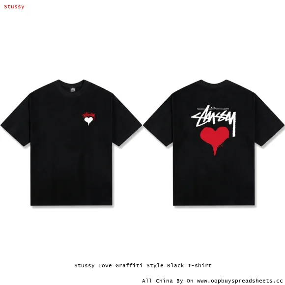 Stussy Love Graffiti Style Black T-shirt