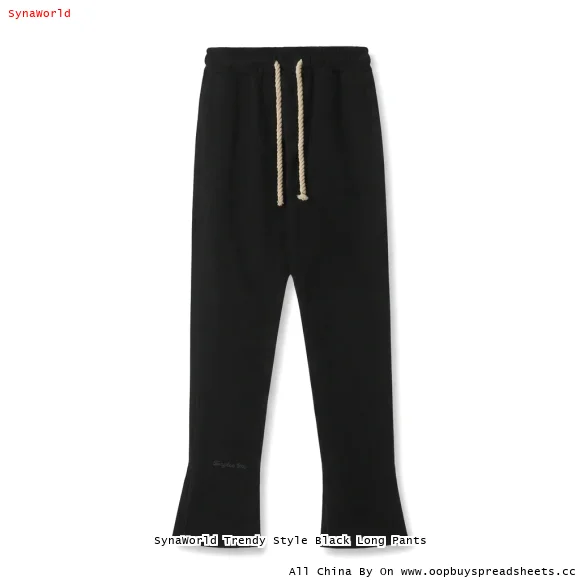 SynaWorld Trendy Style Black Long Pants