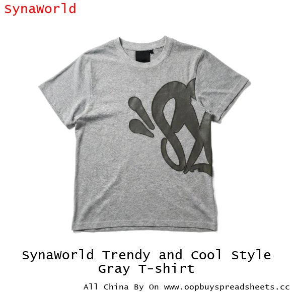 SynaWorld Trendy and Cool Style Gray T-shirt