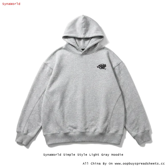 SynaWorld Simple Style Light Gray Hoodie