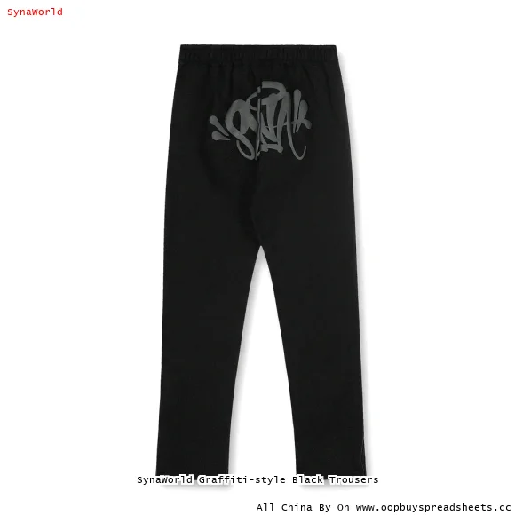 SynaWorld Graffiti-style Black Trousers