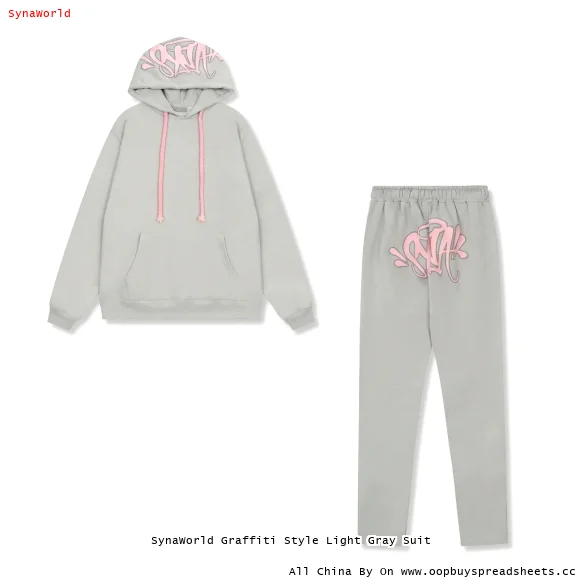 SynaWorld Graffiti Style Light Gray Suit