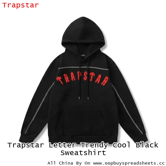 Trapstar Letter Trendy Cool Black Sweatshirt
