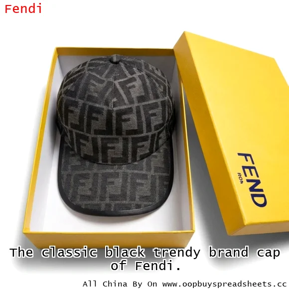 The classic black trendy brand cap of Fendi.