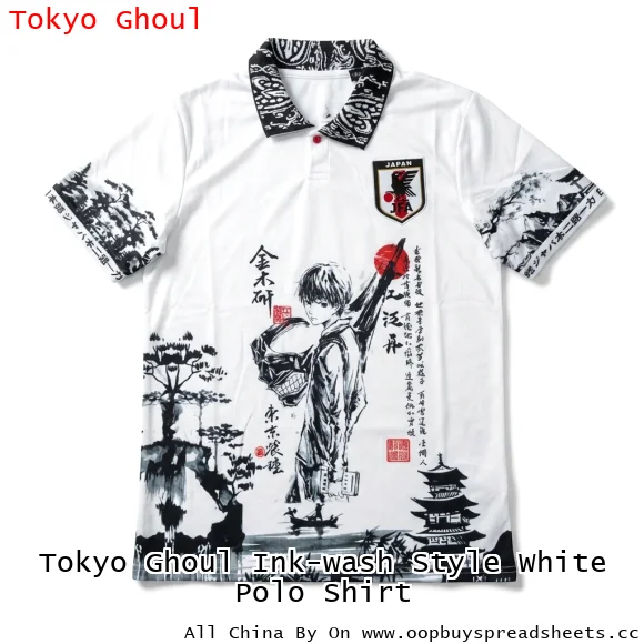 Tokyo Ghoul Ink-wash Style White Polo Shirt