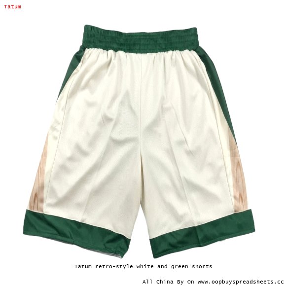 Tatum retro-style white and green shorts