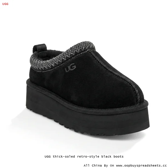 UGG thick-soled retro-style black boots