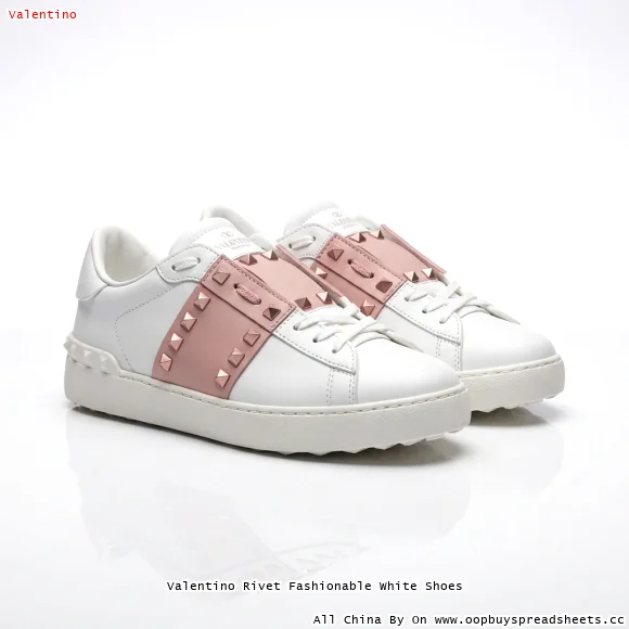 Valentino Rivet Fashionable White Shoes