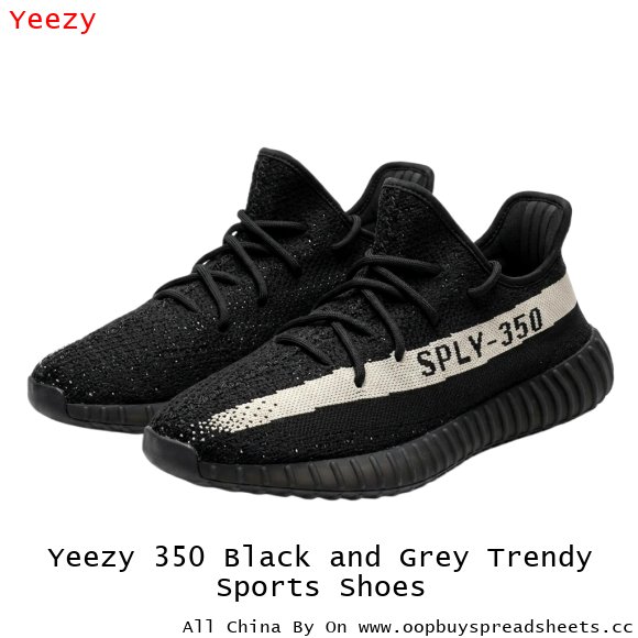 Yeezy 350 Black and Grey Trendy Sports Shoes