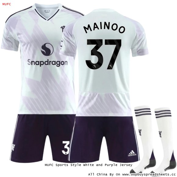 MUFC Sports Style White and Purple Jersey