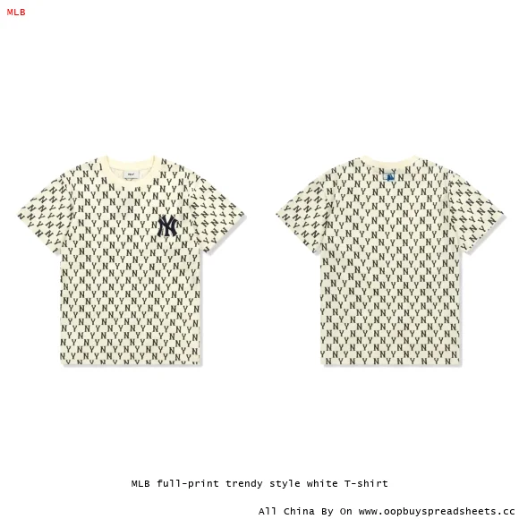 MLB full-print trendy style white T-shirt