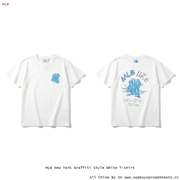 MLB New York Graffiti Style White T-shirt