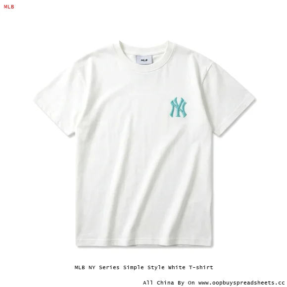 MLB NY Series Simple Style White T-shirt