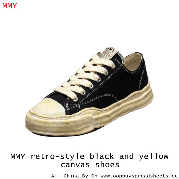 MMY retro-style black and yellow canvas shoes