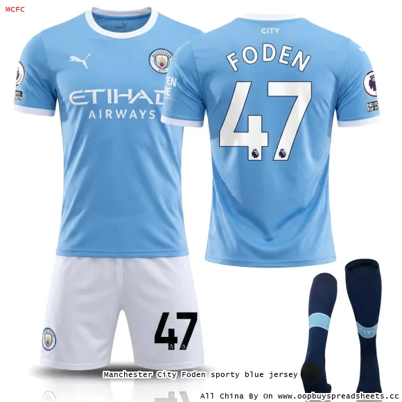 Manchester City Foden sporty blue jersey