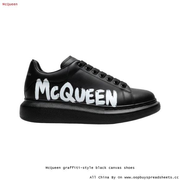 McQueen graffiti-style black canvas shoes