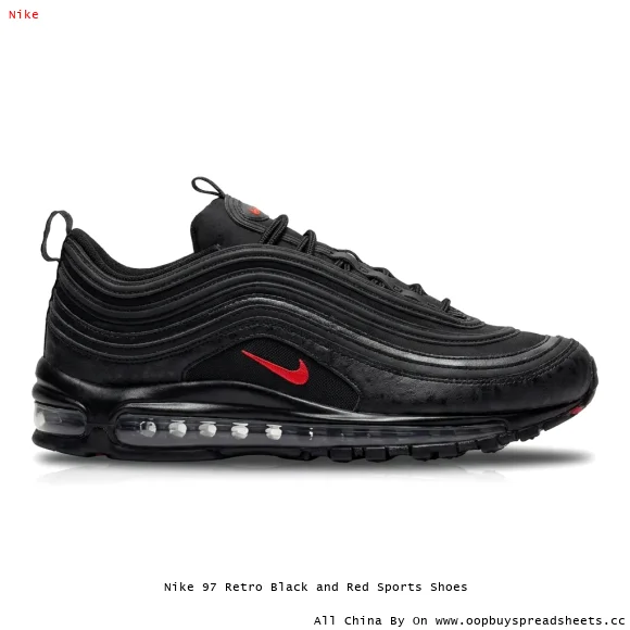 Nike 97 Retro Black and Red Sports Shoes