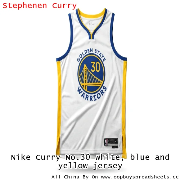 Nike Curry No.30 white, blue and yellow jersey