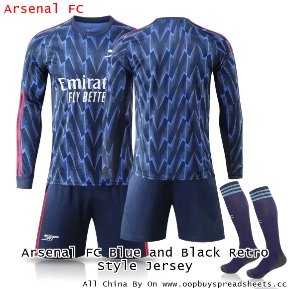 Arsenal FC Blue and Black Retro Style Jersey