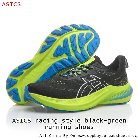 ASICS racing style black-green running shoes