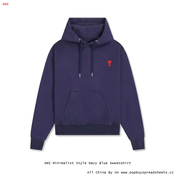 AMI Minimalist Style Navy Blue Sweatshirt