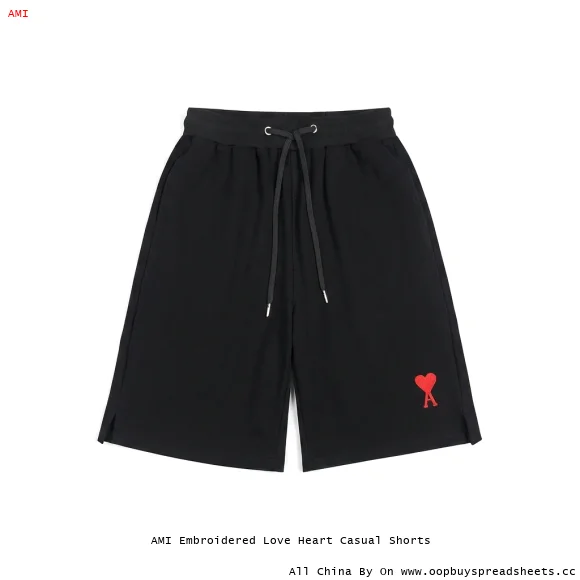 AMI Embroidered Love Heart Casual Shorts