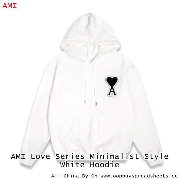 AMI Love Series Minimalist Style White Hoodie
