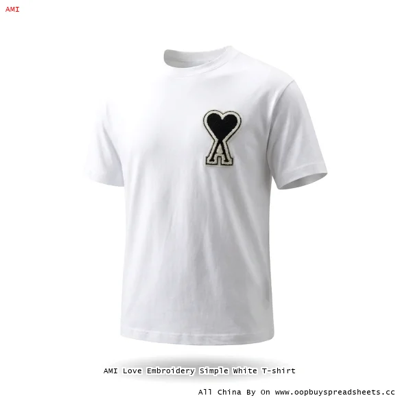 AMI Love Embroidery Simple White T-shirt