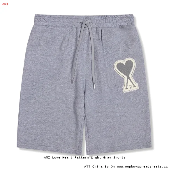 AMI Love Heart Pattern Light Gray Shorts