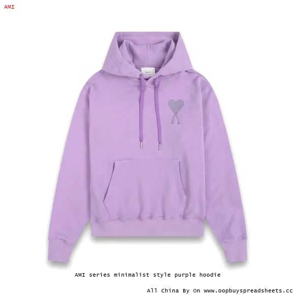 AMI series minimalist style purple hoodie