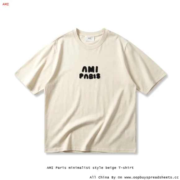 AMI Paris minimalist style beige T-shirt