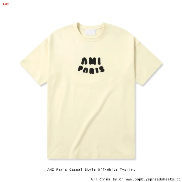 AMI Paris Casual Style Off-White T-shirt