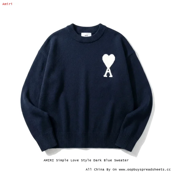 AMIRI Simple Love Style Dark Blue Sweater