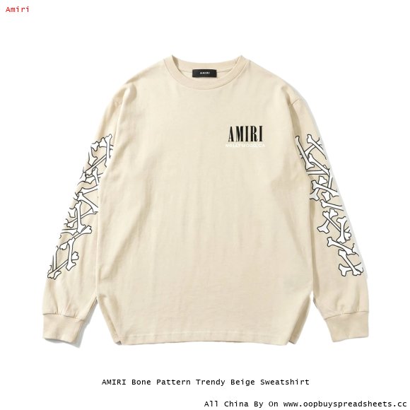 AMIRI Bone Pattern Trendy Beige Sweatshirt