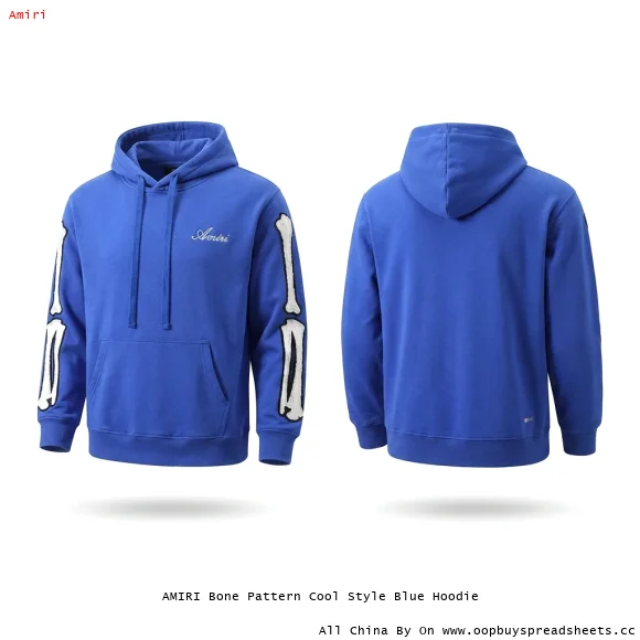 AMIRI Bone Pattern Cool Style Blue Hoodie