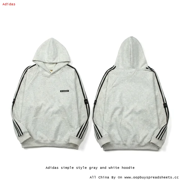 Adidas simple style gray and white hoodie